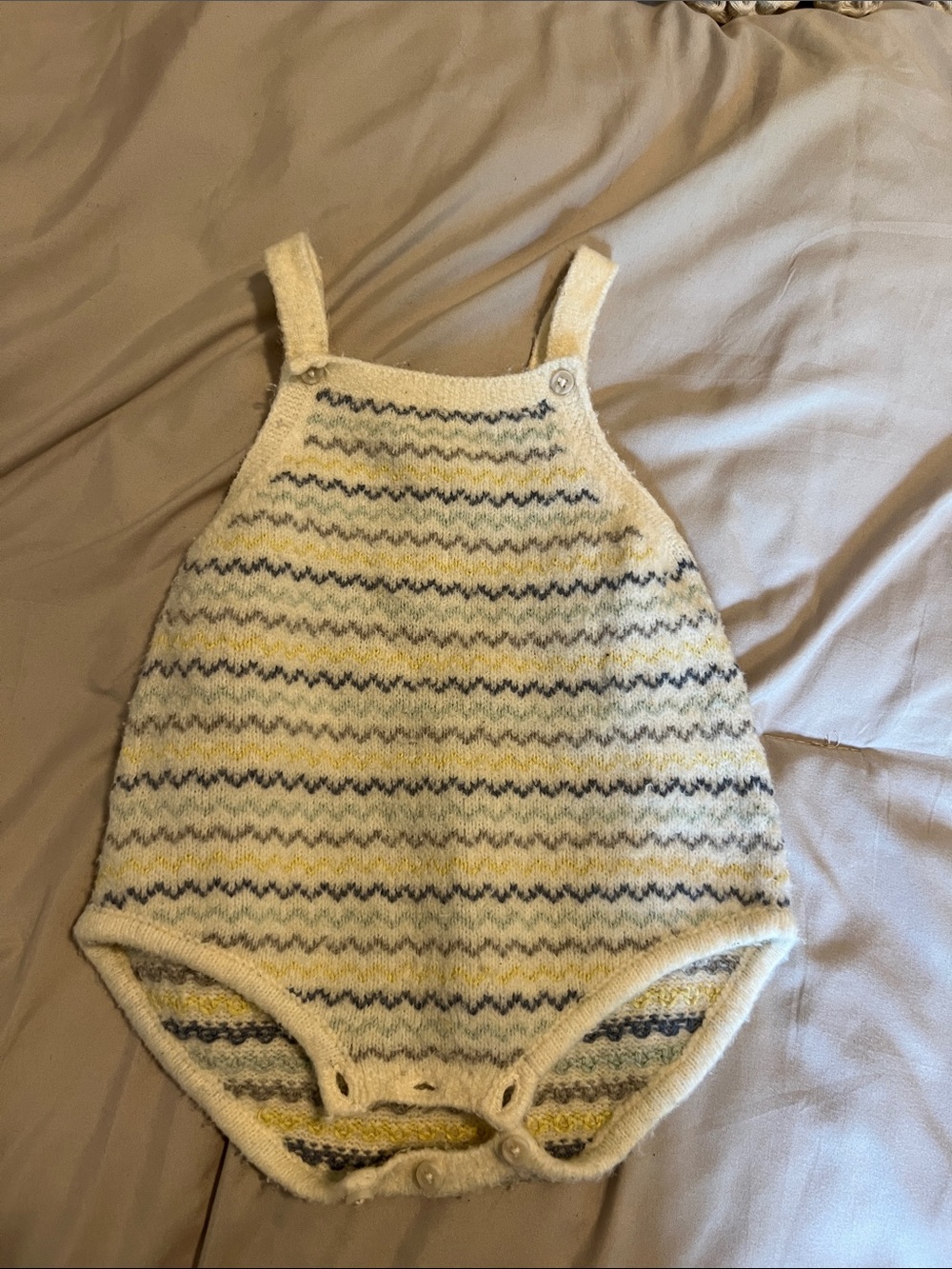 Zara Cream and Yellow Striped Knit Baby One-Piece